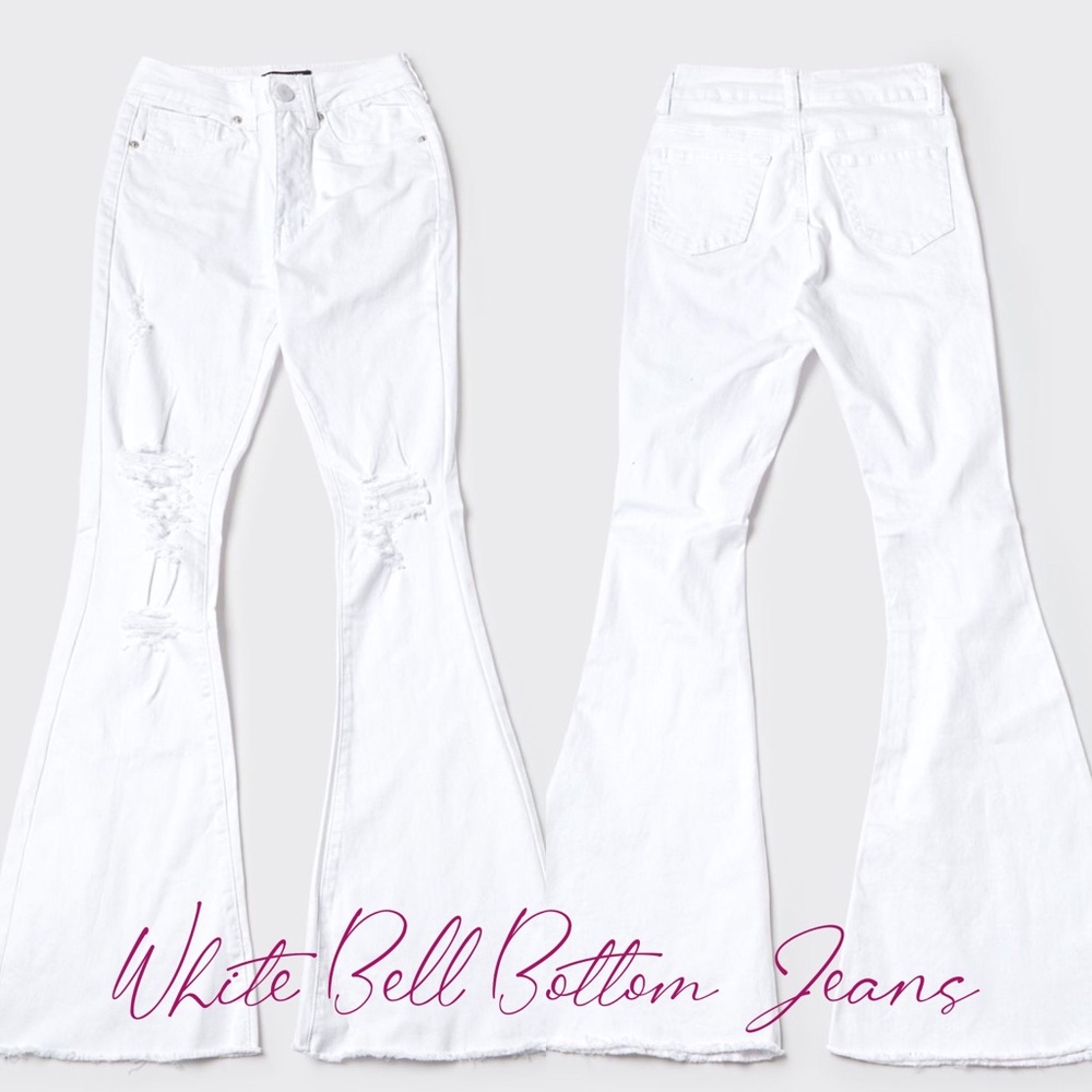 ➖ Redfox White Distressed Wide Leg/Flare Jeans